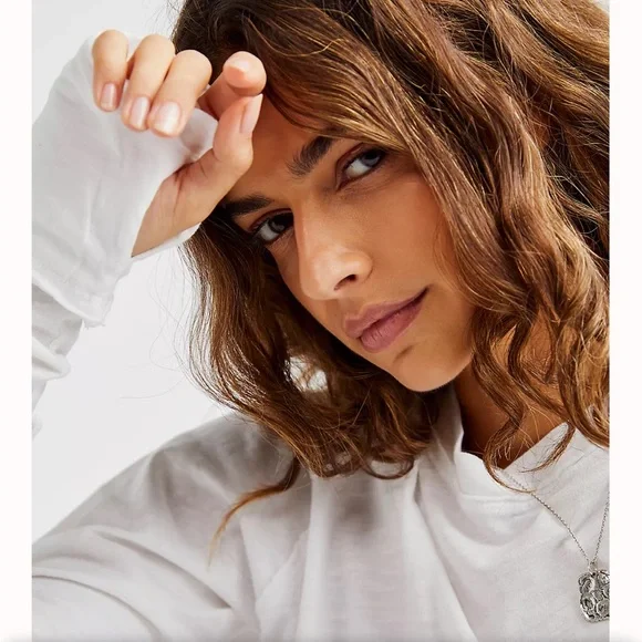 Free People Arden Oversized Long Sleeve Tee In Optic White. NWOT! Sz S & M - Picture 4 of 7